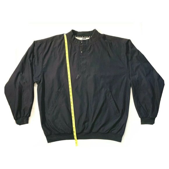 Vintage Slazenger Golf Lined Windbreaker XL Pullover Button Sweatshirt Black EUC - Picture 9 of 12
